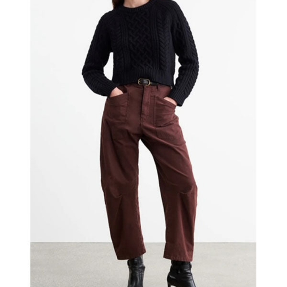 Nili Lotan Shon Pant Bow Leg Carpenter 8 oxblood NWT